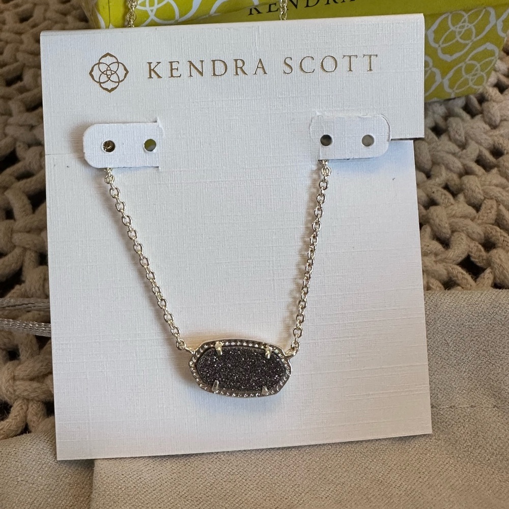 Kendra Scott Elisa Necklace in Platinum Drusy.